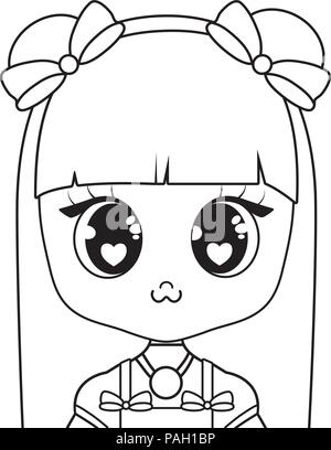 Anime Mädchen Zeichen auf weißem Hintergrund, Vector Illustration Stock Vektor
