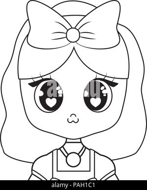 Anime Mädchen Zeichen auf weißem Hintergrund, Vector Illustration Stock Vektor
