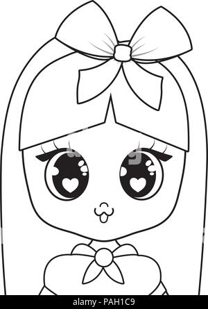 Anime Mädchen Zeichen auf weißem Hintergrund, Vector Illustration Stock Vektor
