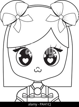 Anime Mädchen Zeichen auf weißem Hintergrund, Vector Illustration Stock Vektor