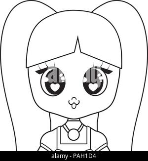Anime Mädchen Zeichen auf weißem Hintergrund, Vector Illustration Stock Vektor