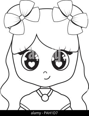 Anime Mädchen Zeichen auf weißem Hintergrund, Vector Illustration Stock Vektor