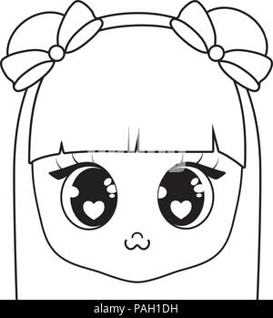 Angesichts der kawaii Mädchen Symbol auf weißem Hintergrund, Vector Illustration Stock Vektor