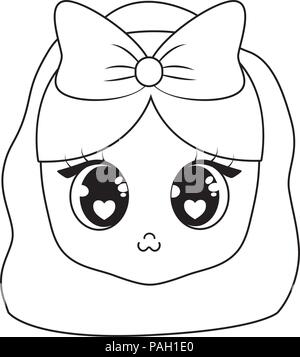 Angesichts der kawaii Mädchen Symbol auf weißem Hintergrund, Vector Illustration Stock Vektor