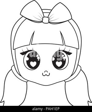 Angesichts der kawaii Mädchen Symbol auf weißem Hintergrund, Vector Illustration Stock Vektor