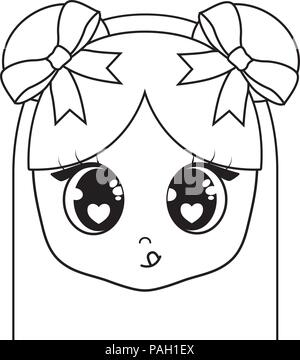 Angesichts der kawaii Mädchen Symbol auf weißem Hintergrund, Vector Illustration Stock Vektor