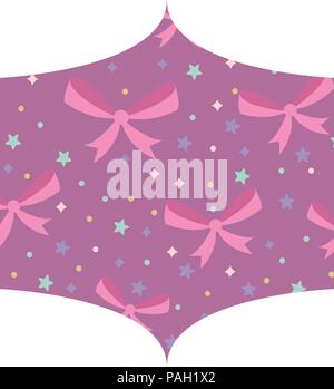 Dekorative Rahmen mit dekorativer Schleife und Sterne Muster auf weißem Hintergrund, Vector Illustration Stock Vektor