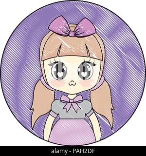 Anime Mädchen Zeichen auf weißem Hintergrund, Vector Illustration Stock Vektor