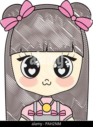 Anime Mädchen Zeichen auf weißem Hintergrund, Vector Illustration Stock Vektor
