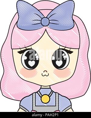Anime Mädchen Zeichen auf weißem Hintergrund, Vector Illustration Stock Vektor
