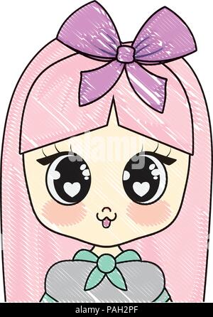 Anime Mädchen Zeichen auf weißem Hintergrund, Vector Illustration Stock Vektor