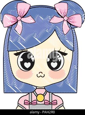 Anime Mädchen Zeichen auf weißem Hintergrund, Vector Illustration Stock Vektor