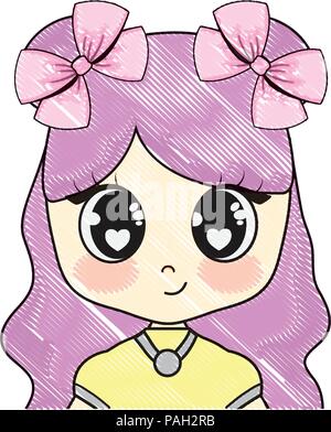 Anime Mädchen Zeichen auf weißem Hintergrund, Vector Illustration Stock Vektor