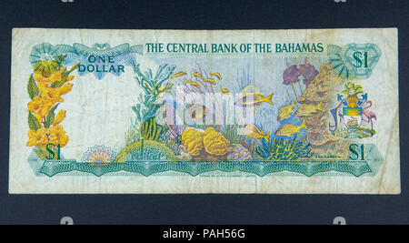 $ 1 Banknote von den Bahamas geldpolitische Behörde erteilt. Stockfoto