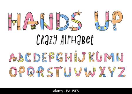 Hands up crazy Alphabet Stock Vektor