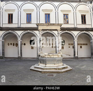 Spalten und alten Brunnen in der Certosa di San Martino - Kloster in Neapel, Italien Stockfoto