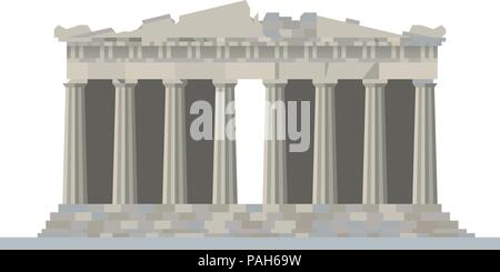 Flache Bauweise isoliert Vektor Symbol des Parthenon Tempel auf der Akropolis Zitadelle, Athen, Griechenland Stock Vektor