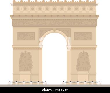 Flache Bauweise isoliert Vektor Symbol des Arc de Triomphe, der Triumphbogen in Paris, Frankreich Stock Vektor