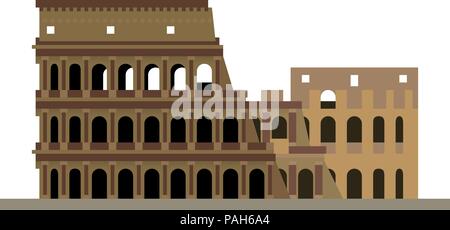 Flache Bauweise isoliert Vektorsymbol Colosseum Ruinen, Rom Italien Stock Vektor