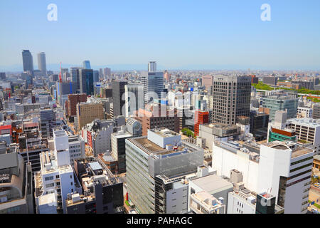 Nagoya, Japan - Stadt in der Region Chubu. Luftbild mit Wolkenkratzern. Stockfoto