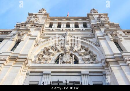 Madrid, Spanien. Die Stadt Halle in Cibeles Quadrat. Stockfoto