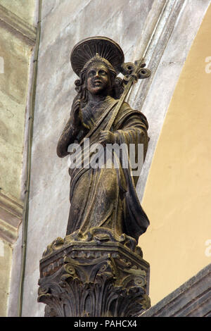 Erzengel Gabriel, Verkündigung Statue in der St. Markus Kirche in Korcula, Insel Korcula, Kroatien Stockfoto