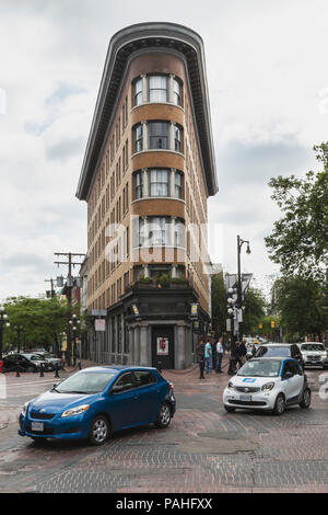 Hotel Europa, schmales Gebäude, Gastown, Vancouver, British Columbia, Kanada, Sonntag, 27. Mai 2018. Stockfoto