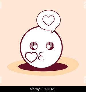 On-line-Design mit kiss Emoji und Sprechblase über orange Hintergrund, farbenfrohen Design. Vector Illustration Stock Vektor