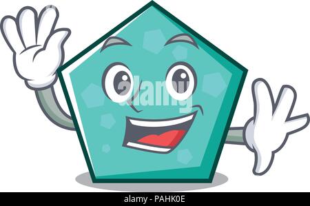 Winkende pentagon Charakter Cartoon Stil Stock Vektor