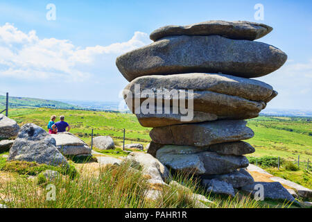 Vom 3. Juli 2018: Bodmin Moor, Cornwall, UK - Der Cheesewring, einem berühmten Granit Tor auf Stowe Hill. Stockfoto