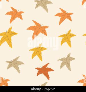 Blätter im Herbst nahtlose - Vektor nahtlose Muster Hintergrund. Stock Vektor