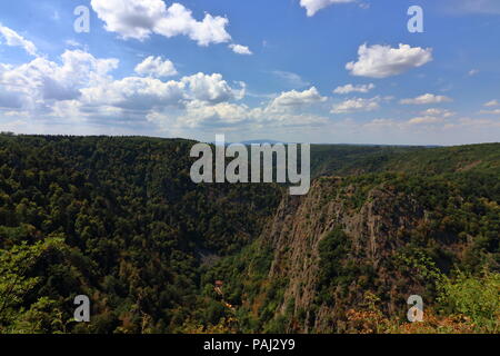 Harzer Landschaft Panorama, Blick in den berühmten Bodetal, Harz, Sachsen-Anhalt, Deutschland Stockfoto