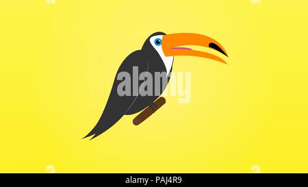 Toucan bird cartoon Charakter. Cute toucan Flachbild Vektor auf Weiß isoliert. Wildes Tier Abbildung für Zoo ad, Natur Konzept, Kinder Buch illustriert. Stock Vektor