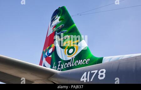 Lackierte Schwanz auf ein Pakistan Air Force Lockheed C-130E Hercules Stockfoto