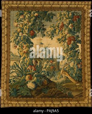 Fantastische Landschaft. Kultur: Französisch, Aubusson. Abmessungen: H.105 1/2 x W. 91 Zoll 268 x 231,1 cm (wie durch Textile Conservation in 1984 gemessen). Teekocher: Wahrscheinlich Gewebe von Jacques Dorliac (Französisch, aktive 1715-42). Manufaktur: Gewebe in Aubusson (Herstellung Royale, est. 1665: Herstellung, Ca. 1812 - heute). Datum: Ca. 1725. Museum: Metropolitan Museum of Art, New York, USA. Stockfoto