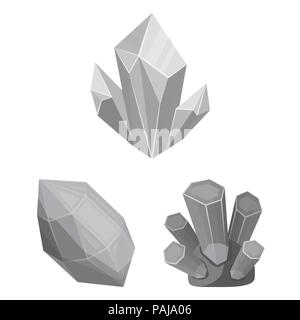 Wertvolle Mineralien monochrome Icons im Set Sammlung für Design. Juwelier und Ausrüstung vektor Symbol lieferbar Abbildung. Stock Vektor