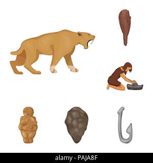 Das Leben in der Steinzeit cartoon Symbole im Set Sammlung für Design. Alten Leute vektor Symbol lieferbar Abbildung. Stock Vektor