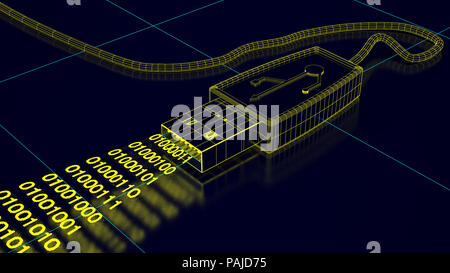 Futuristische USB-Datenstrom mit binären Code angezeigt Stockfoto