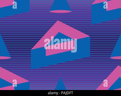 Retro-futurismus nahtlose Muster. Geometrische Elemente Memphis im Stil der 80er Jahre. Synthwave retro Hintergrund. Retrowave. Vector Illustration Stock Vektor