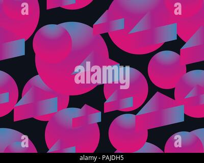 Retro-futurismus nahtlose Muster. Geometrische Elemente Memphis im Stil der 80er Jahre. Synthwave retro Hintergrund. Retrowave. Vector Illustration Stock Vektor