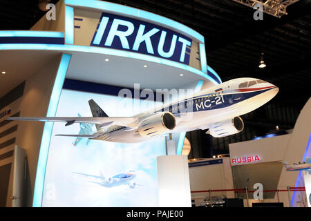 Modell der UAC-MS-21 auf der Irkut Ausstellung - Stand in der Halle an der Singapore-Airshow 2010 Stockfoto