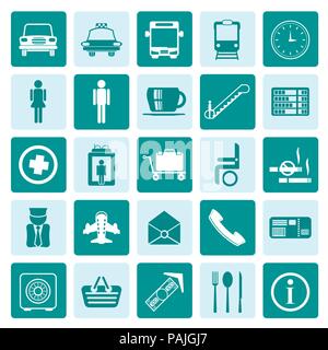 Ein Ton Flughafen, Reise und Verkehr vektor Icon Set Stock Vektor
