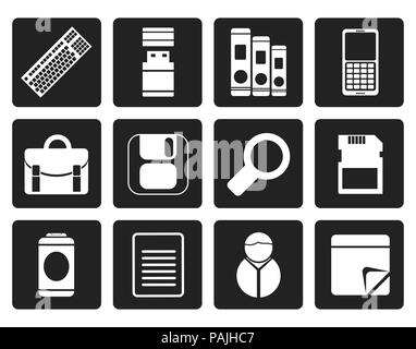 Schwarz Business und Office Tools icons-Vektor Icon Set 3 Stock Vektor