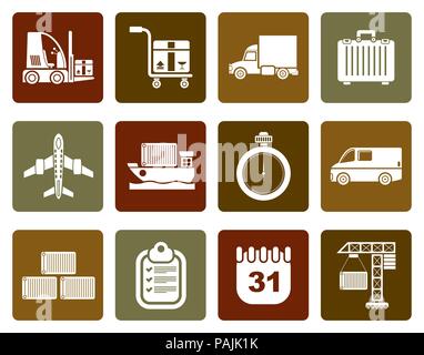 Flache Logistik, Versand und Transport icons-Vektor Icon Set Stock Vektor