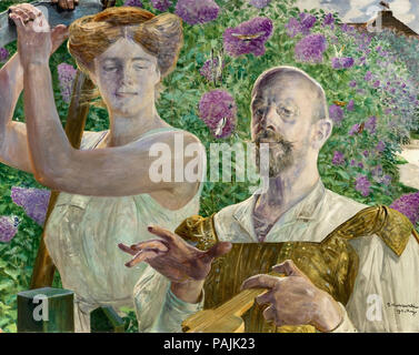 Jacek Malczewski - Self Portrait 14 (mit Muse und sommerflieder) Stockfoto