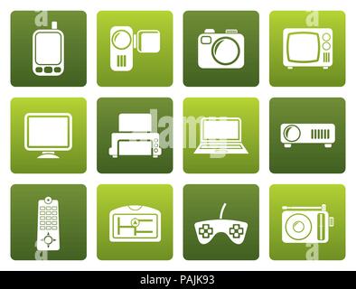 Flache Hi-tech technische Ausrüstung Symbole - Vektor Icon Set Stock Vektor