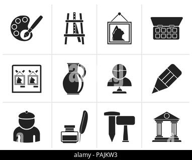 Schwarze Kunst Objekte Symbole - Vektor Icon Set Stock Vektor