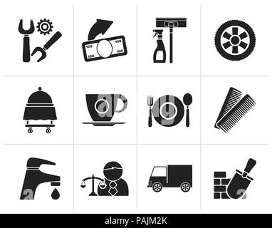 Schwarz Services und Business icons-Vektor Icon Set Stock Vektor