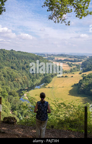 Ein Blick über den Fluss Wye an Symonds Yat, Wye Valley, Herefordshire, England, Großbritannien Stockfoto