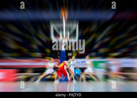 Absract zoom in beweglichen Basketball Spiel Stockfoto